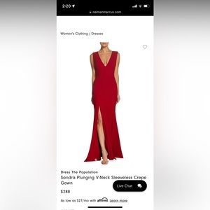 Dress the Population Sandra Plunging V-Neck Sleeveless Crepe Gown